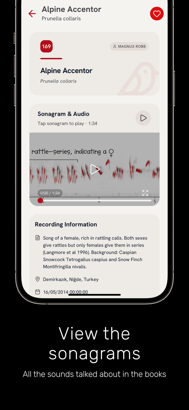 View sonagrams - Alpine Accentor recording with visual sonagram